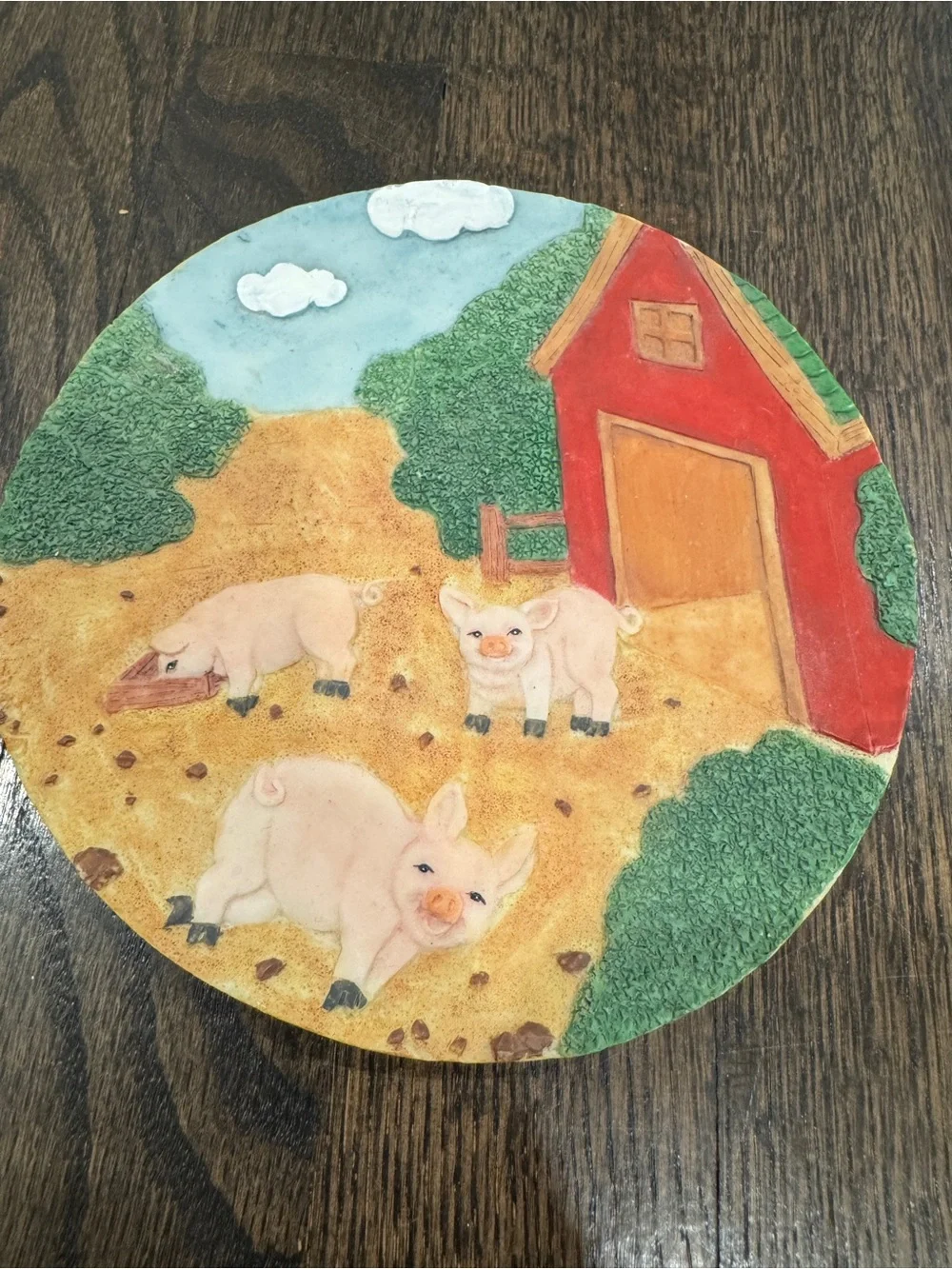Vintage Youngs Inc Piggy Decorative 6” Plate & Miniature Pig Tea Party Set